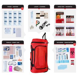 2 Person Comfort Survival Kit, Rolling Bag, Red