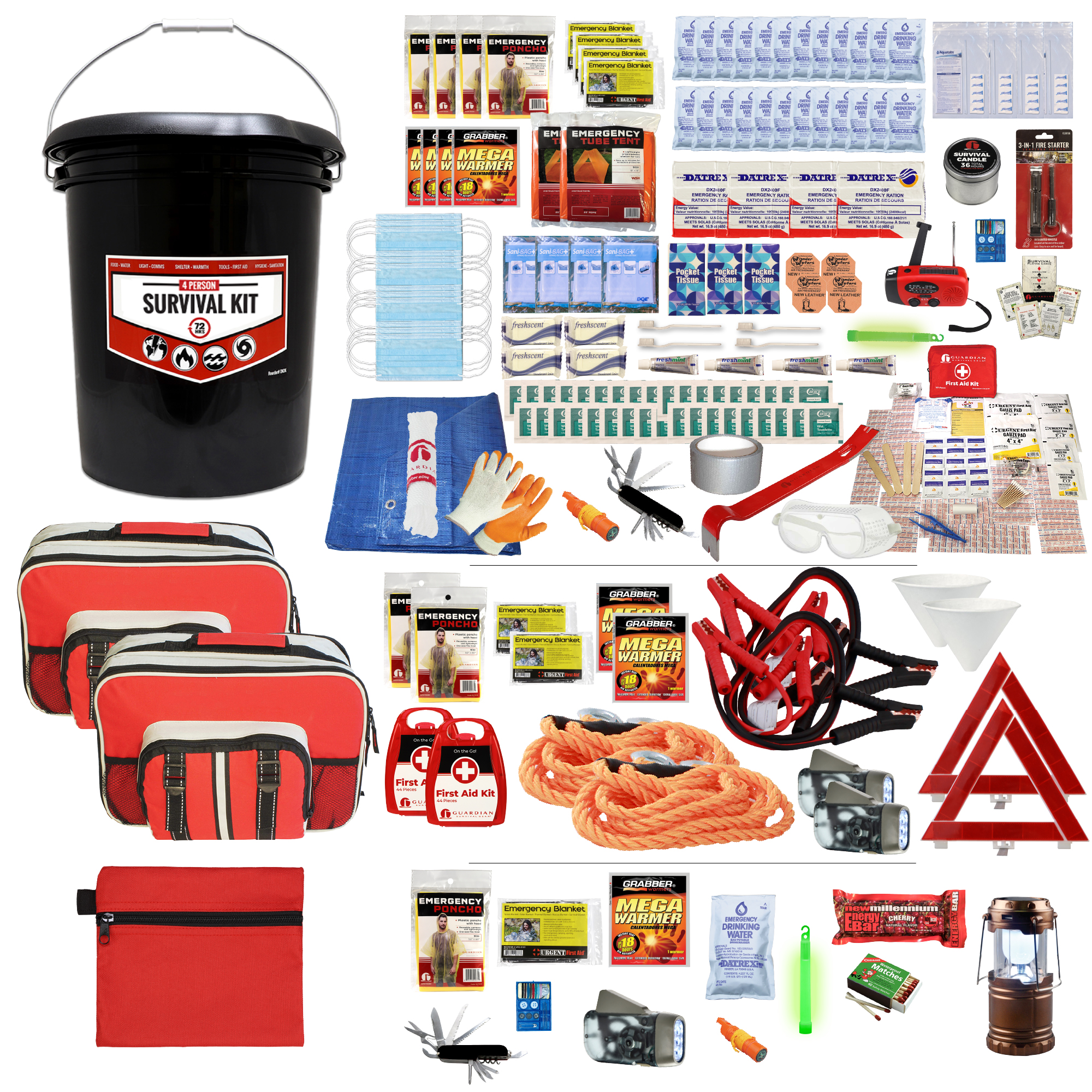 Preparedness Package 3 emergency kits for four people