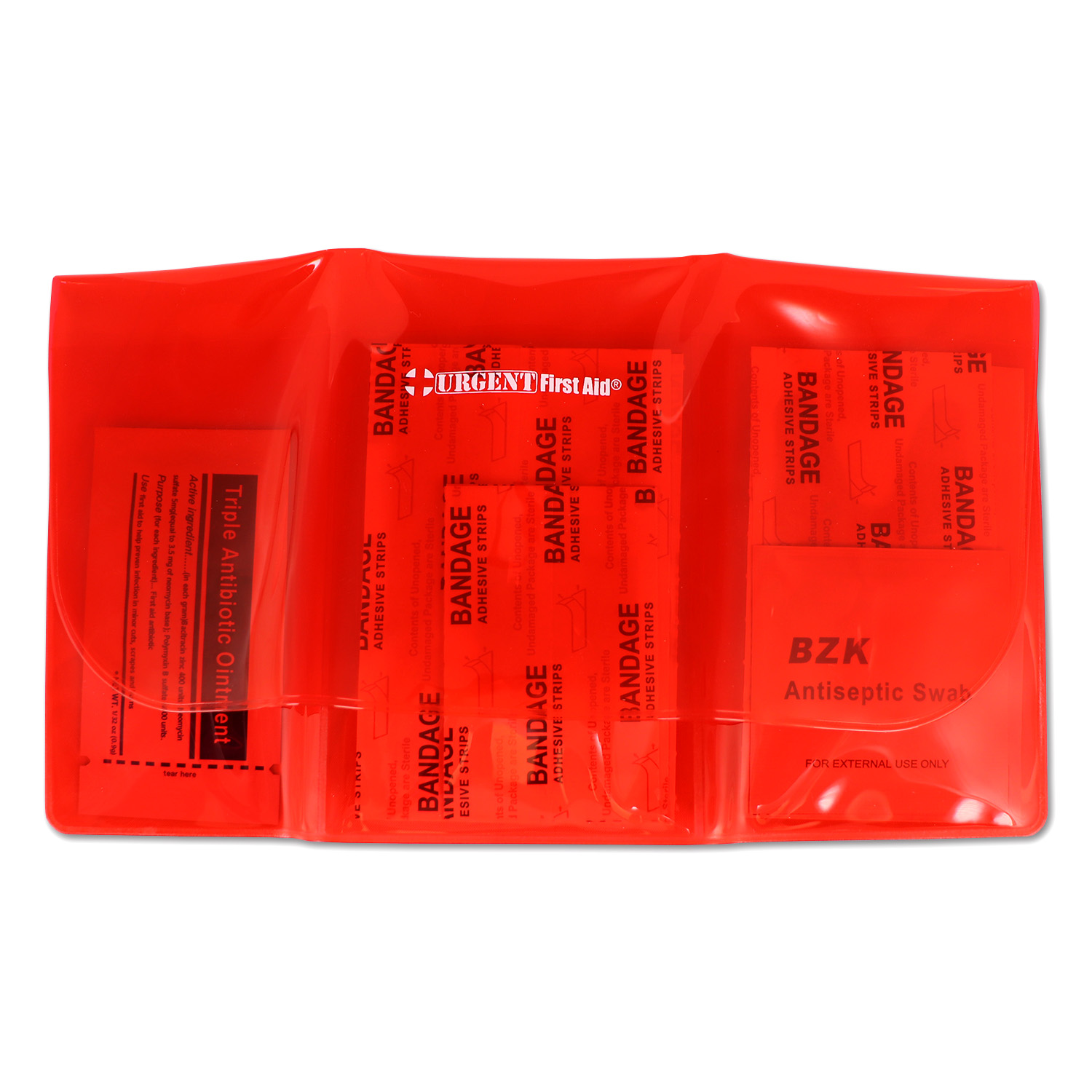 Mini Folding First Aid Pack, Red, Urgent First Aid, 18 Pieces - Image 4