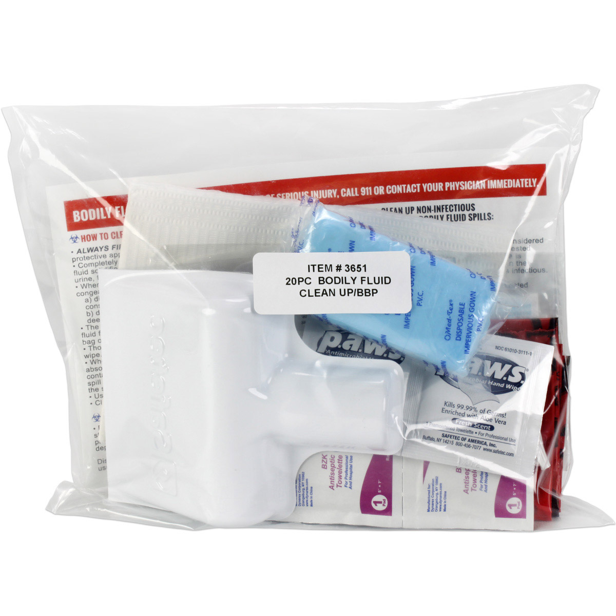 22 Piece Bodily Fluid Clean Up Pack / Bloodborne Pathogen Spill Kit - Image 2