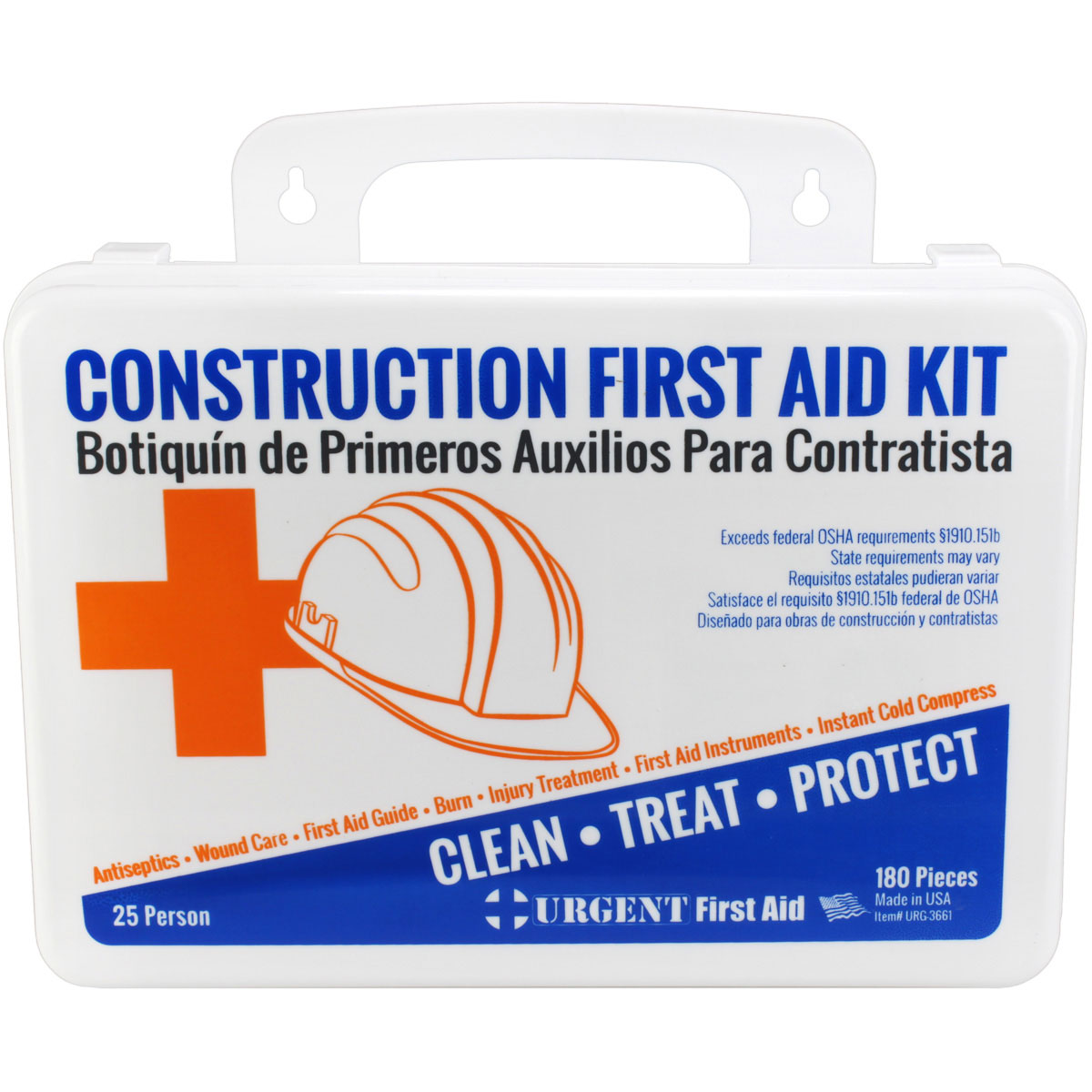 Bilingual OSHA Contractors First Aid Kit for Job Sites up to 25 People, 180 pieces - Image 2