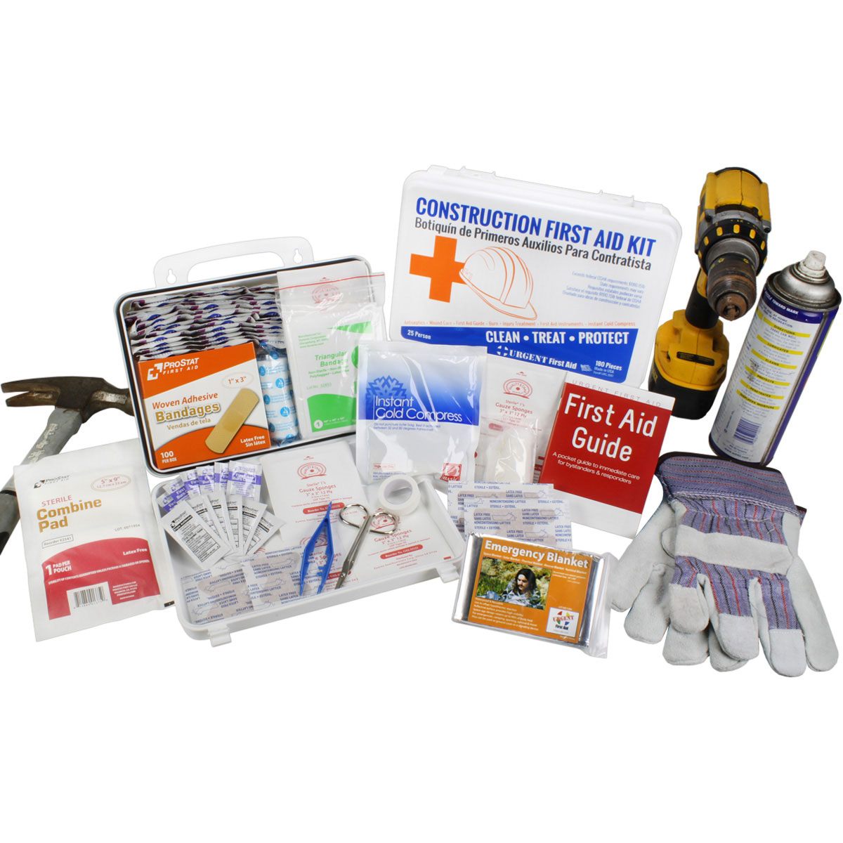 Bilingual OSHA Contractors First Aid Kit for Job Sites up to 25 People, 180 pieces - Image 3