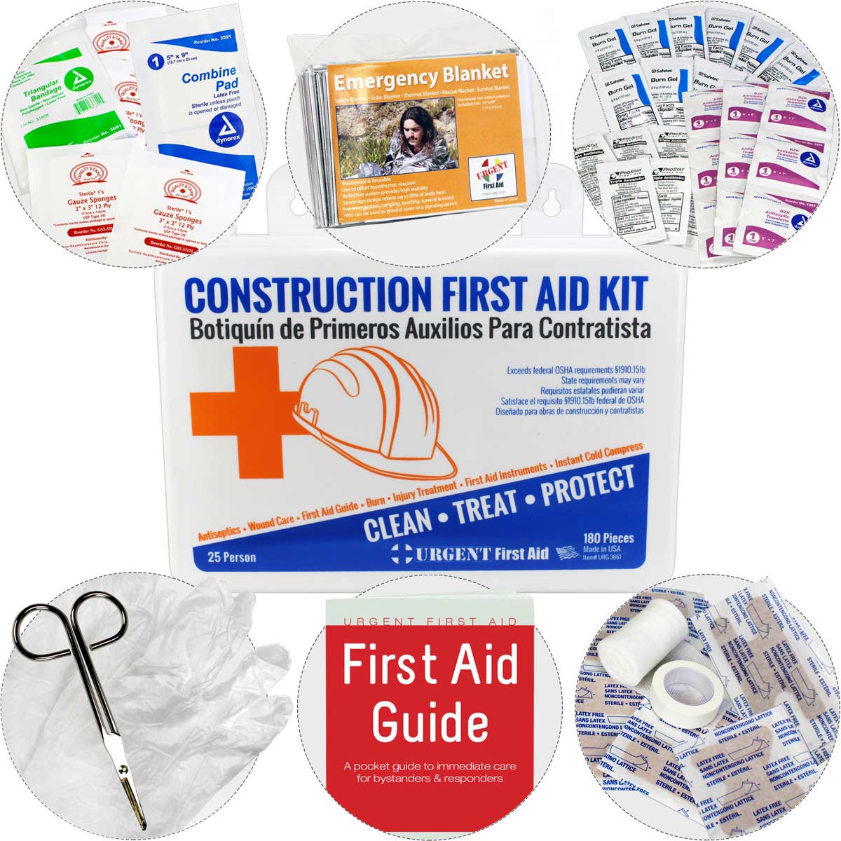 Bilingual OSHA Contractors First Aid Kit for Job Sites up to 25 People, 180 pieces - Image 4