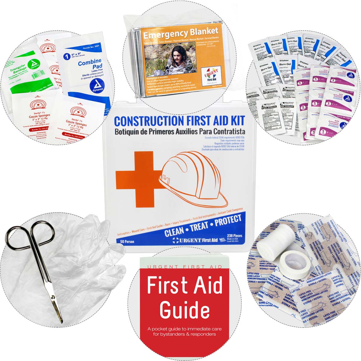 Bilingual OSHA Contractors First Aid Kit for Job Sites up to 50 People, 238 pieces - Image 4